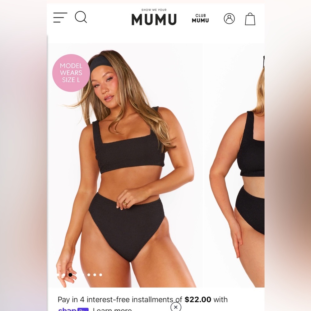 Show me your mumu black scrunch swimsuit M black